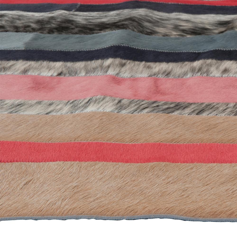 Peach, Black & White Stripes Nueva Raya Customizable Cowhide Runner X-Large In New Condition For Sale In Charlotte, NC