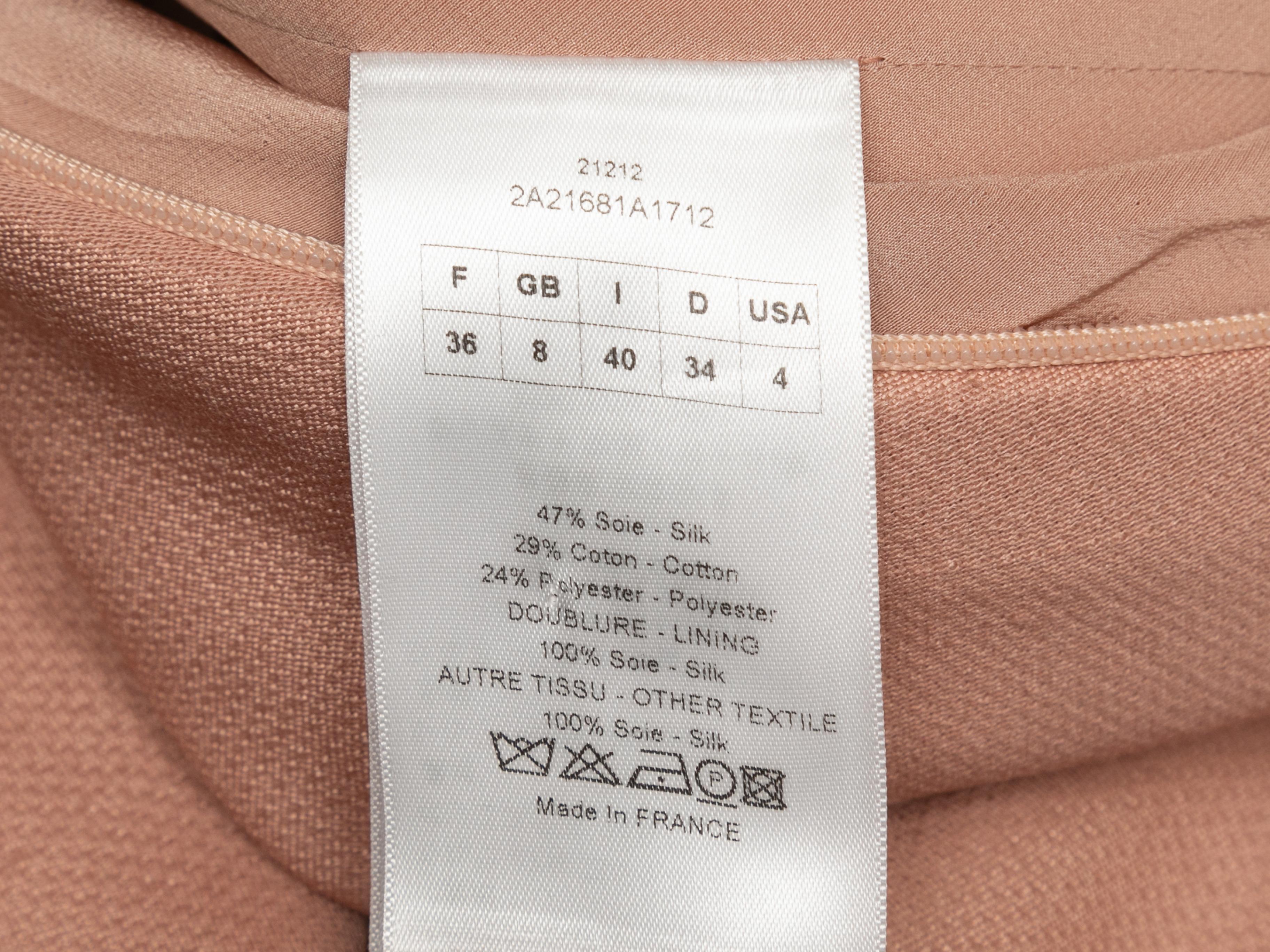 Women's Peach Christian Dior Silk-Blend Sleeveless Dress Size FR 36 For Sale