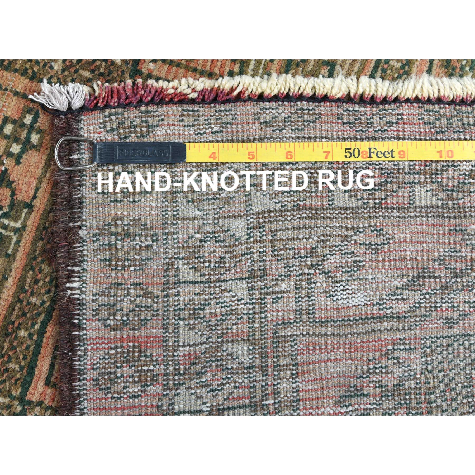 Peach Color Vintage Persian Baluch Distressed Look Worn Wool Hand Knotted Rug For Sale 1