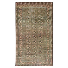 Peach Color Retro Persian Baluch Distressed Look Worn Wool Hand Knotted Rug