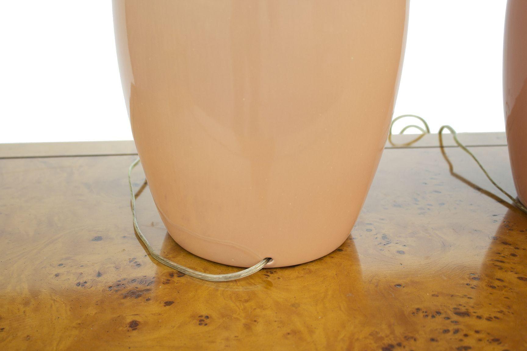 Lampes de table en céramique Peach Ginger Jar Bon état - En vente à Grand Rapids, MI