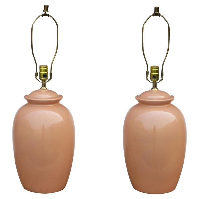 Peach Ginger Jar Ceramic Table Lamps For Sale at 1stDibs