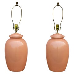 Antique Peach Ginger Jar Ceramic Table Lamps