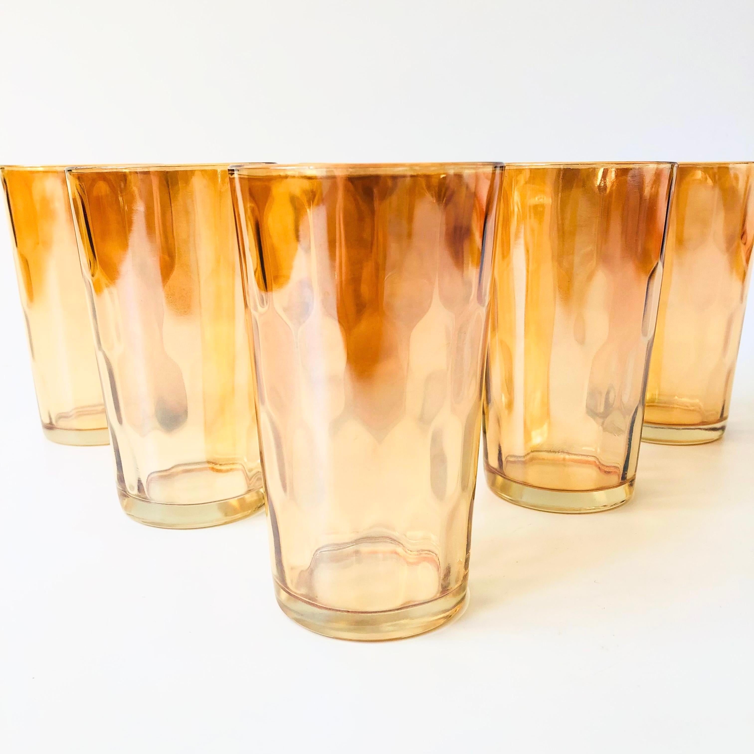Mid-Century Modern Peach Luster Tumblers - Set of 6 For Sale