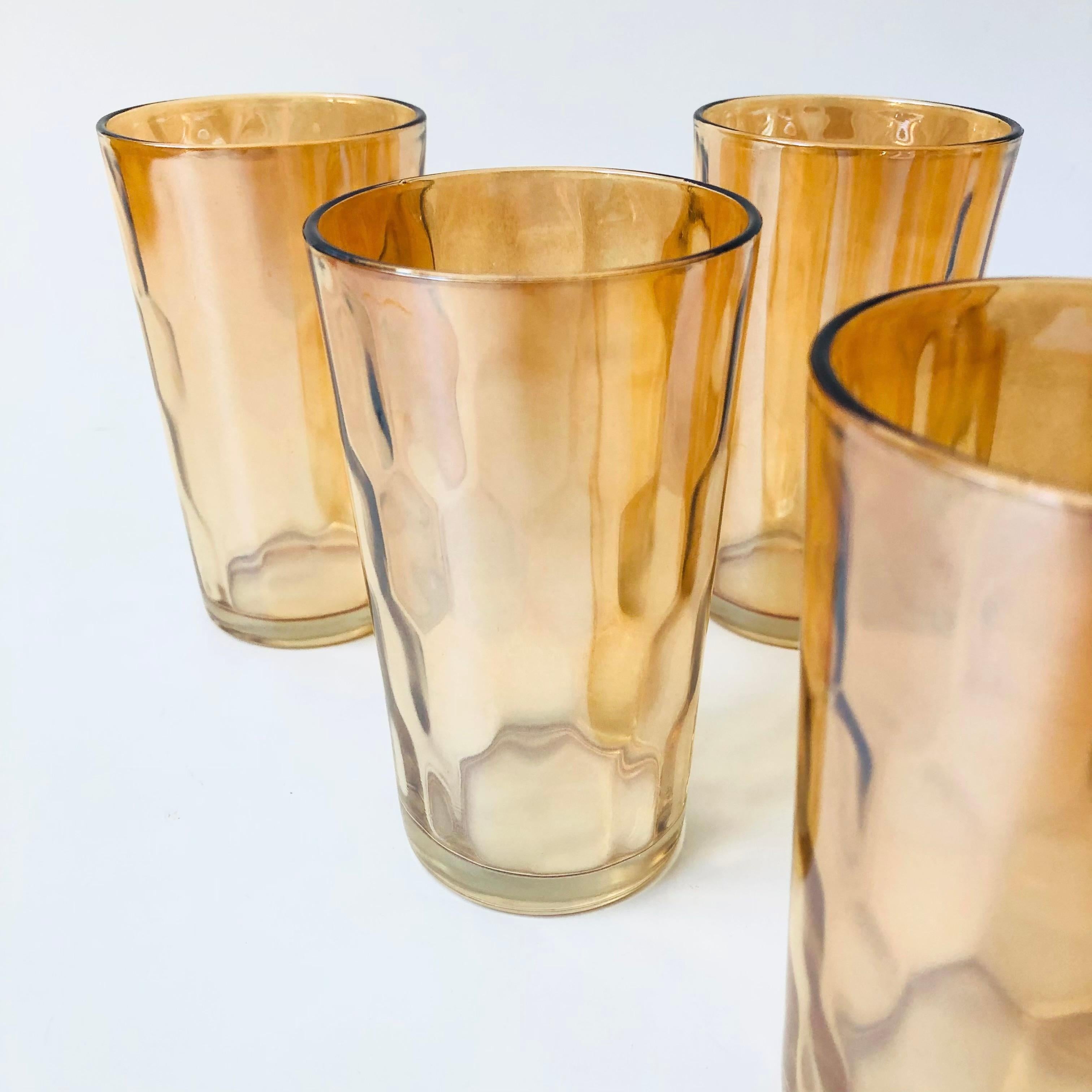 Peach Luster Tumblers - Set of 6 In Good Condition For Sale In Fairfield, CA