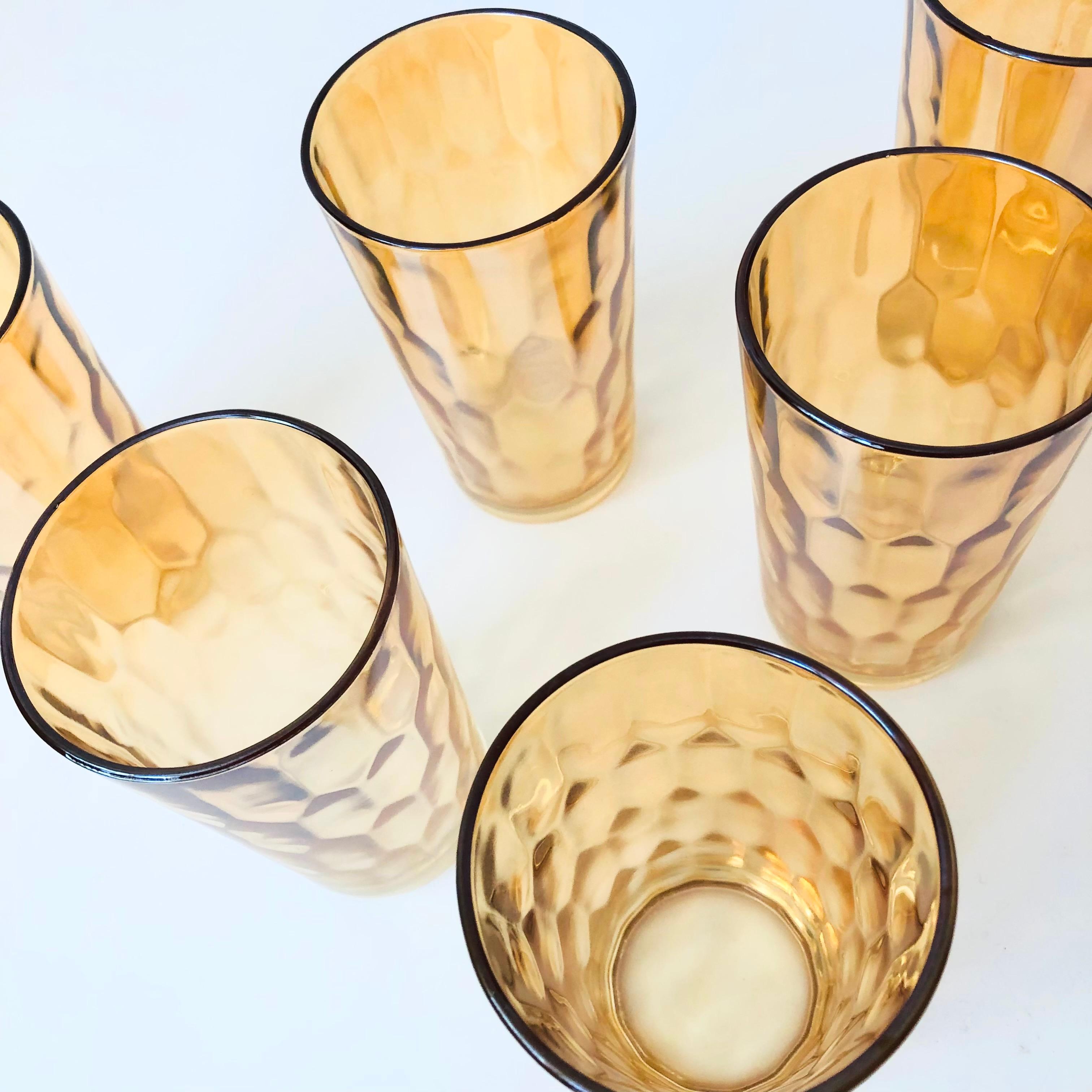 20th Century Peach Luster Tumblers - Set of 6 For Sale