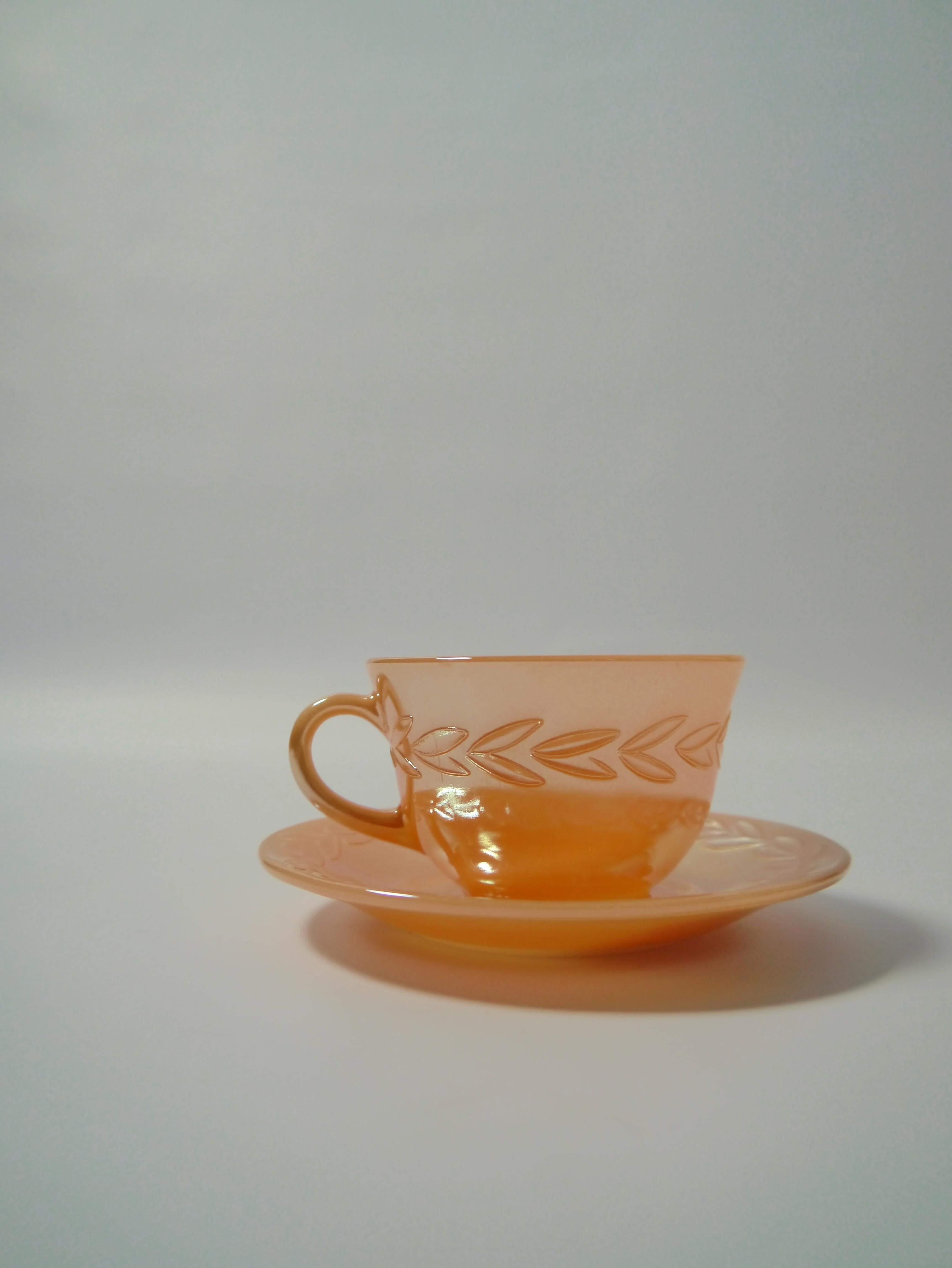 Peach Lustre Glazed Glass Fire King Tableware by Anchor Hocking, USA, 1950s 1