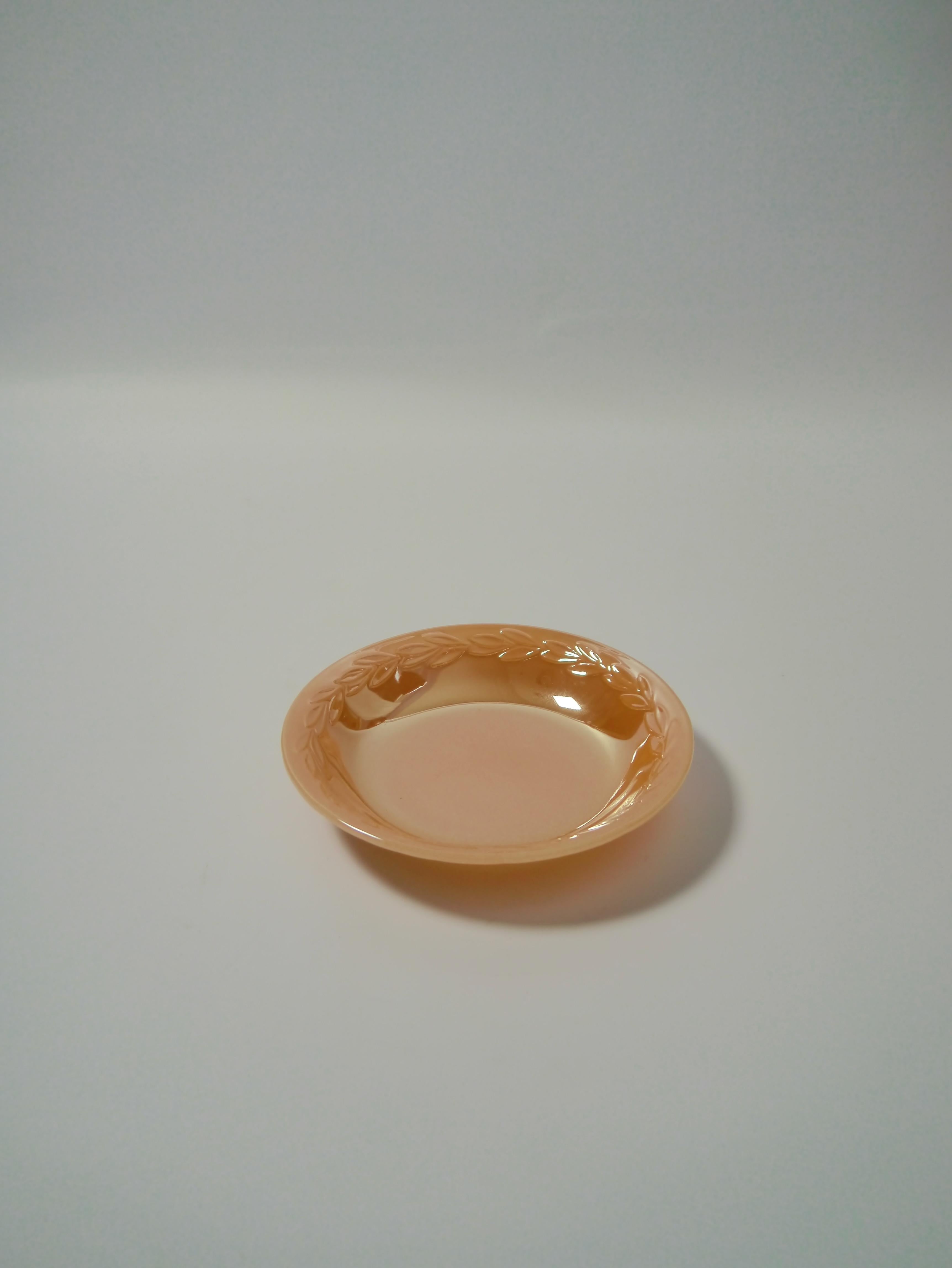 Mid-Century Modern Peach Lustre Glazed Glass Fire King Tableware by Anchor Hocking, USA, 1950s