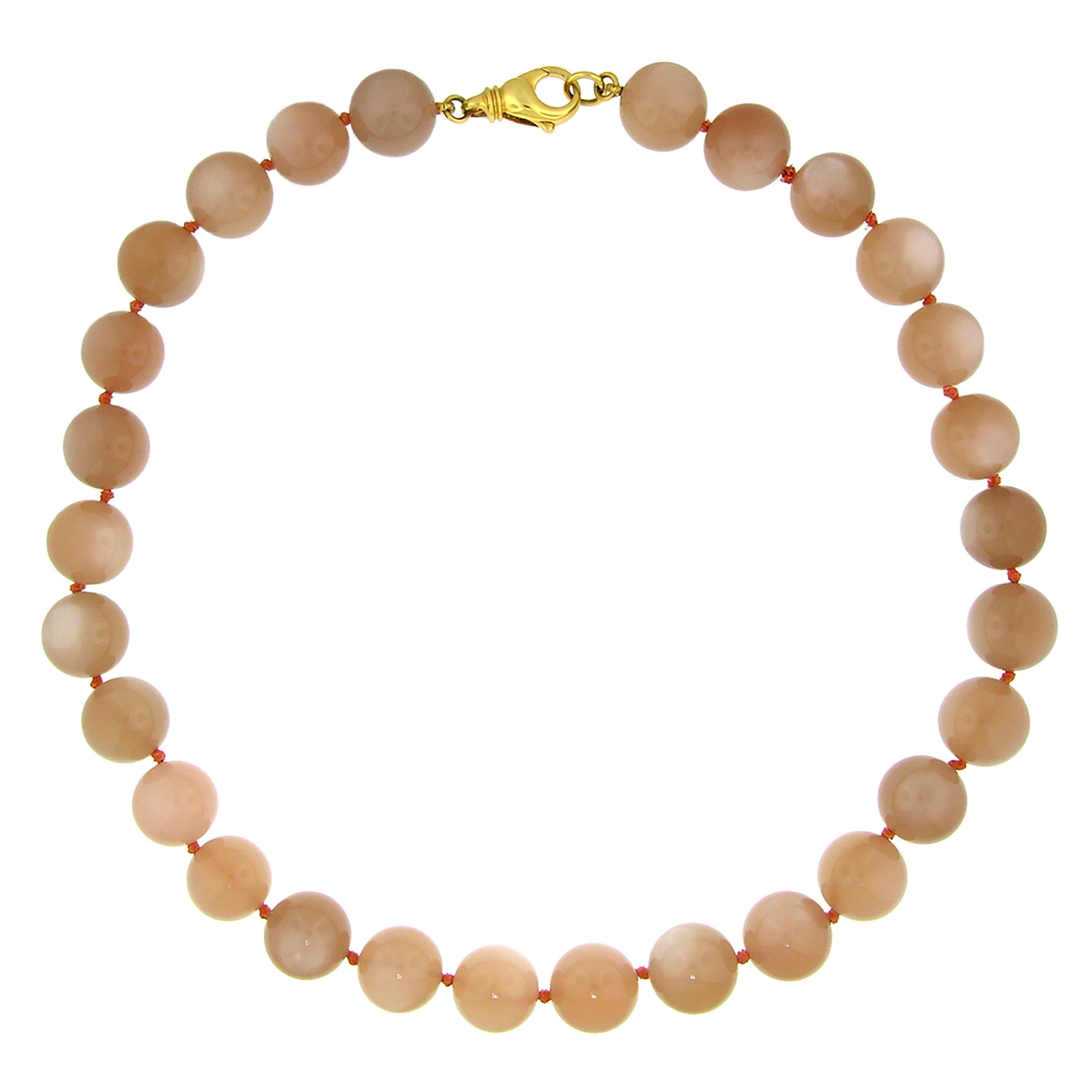 Halskette aus pfirsichfarbenem Mondstein und 18 Karat Perlen von Cynthia Scott (Zeitgenössisch) im Angebot