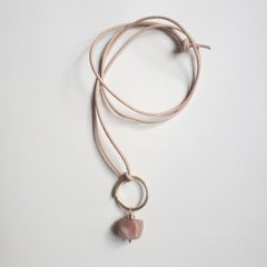 Peach Moonstone Gemstone Chakra Love Talisman Leather Necklace