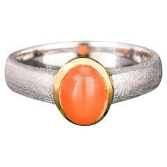 Pfirsich Mondstein Ring 1.30 Karat Vergoldet Silber