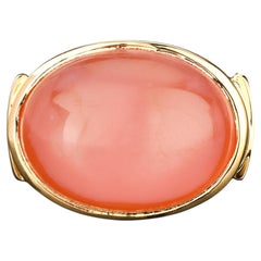 Pfirsich Mondstein Ring 9.5 Karat Vergoldet Silber