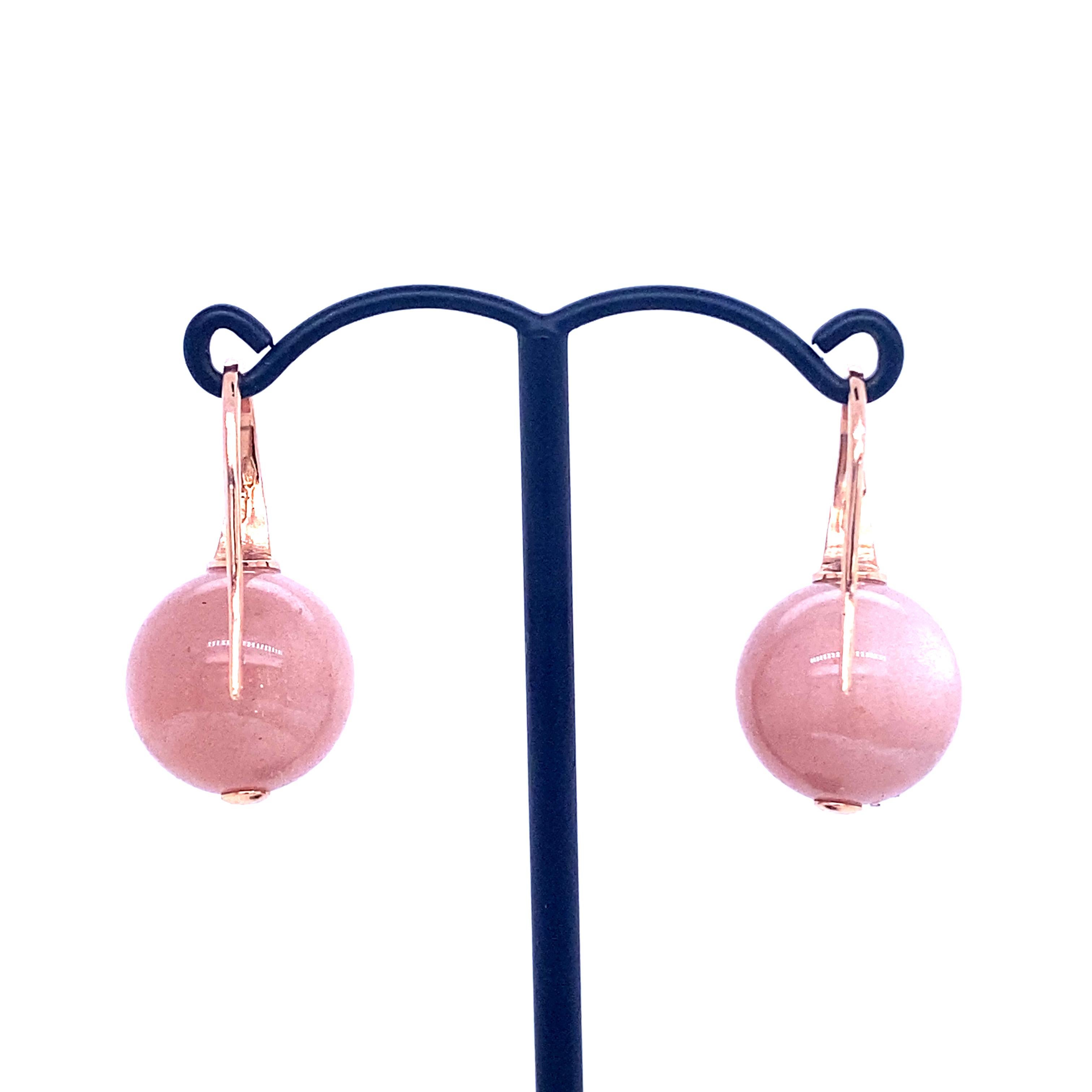 Peach Moonstone Rose Gold Earrings For Sale 1
