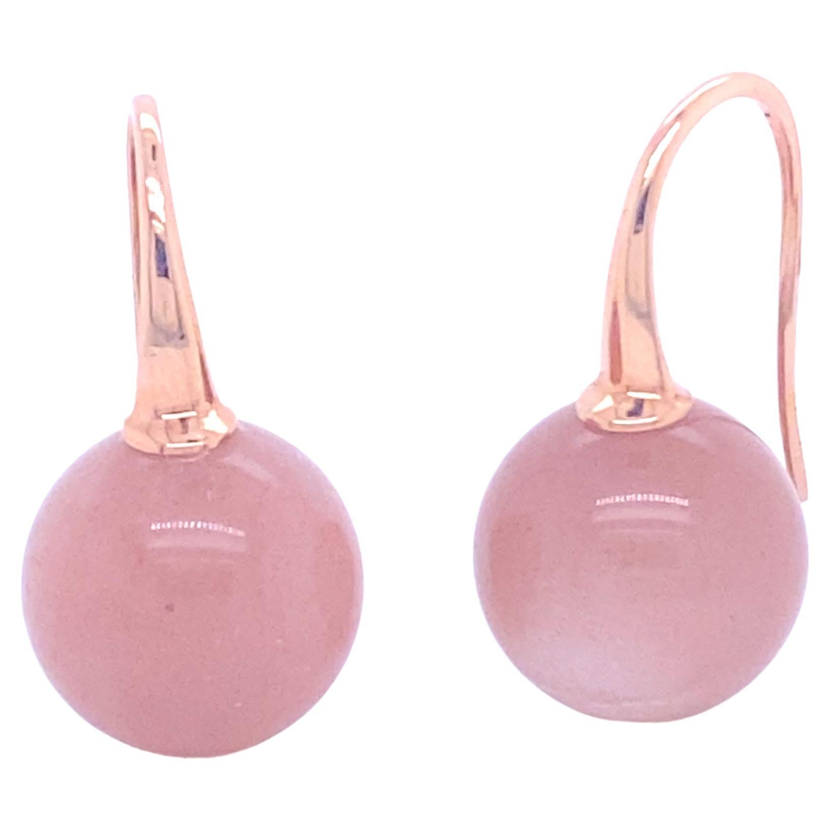 Peach Moonstone Rose Gold Earrings For Sale
