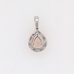 Peach Morganite Pendant w Diamond Accents in Solid 14K White Gold Pear 11x9mm