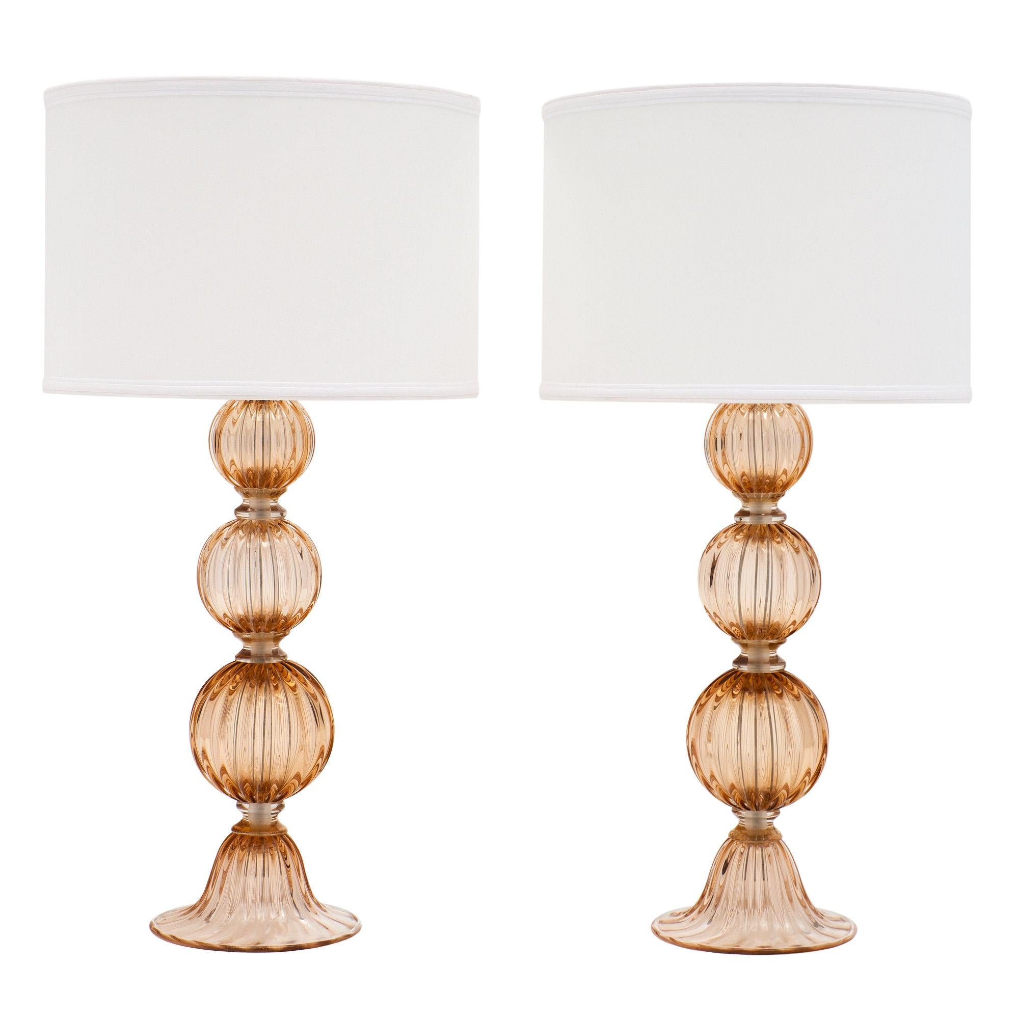 Peach Murano Glass Lamps For Sale