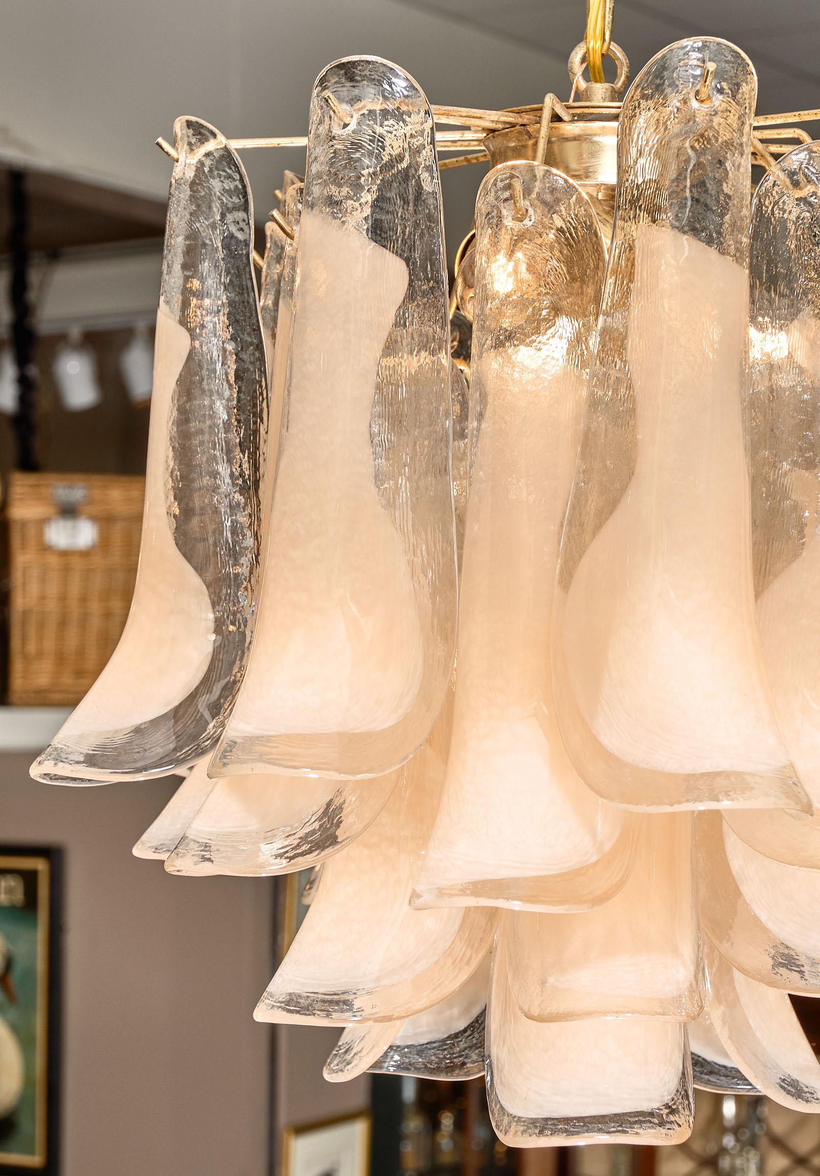 Peach Murano Glass “Selle” Chandeliers In Excellent Condition In Austin, TX