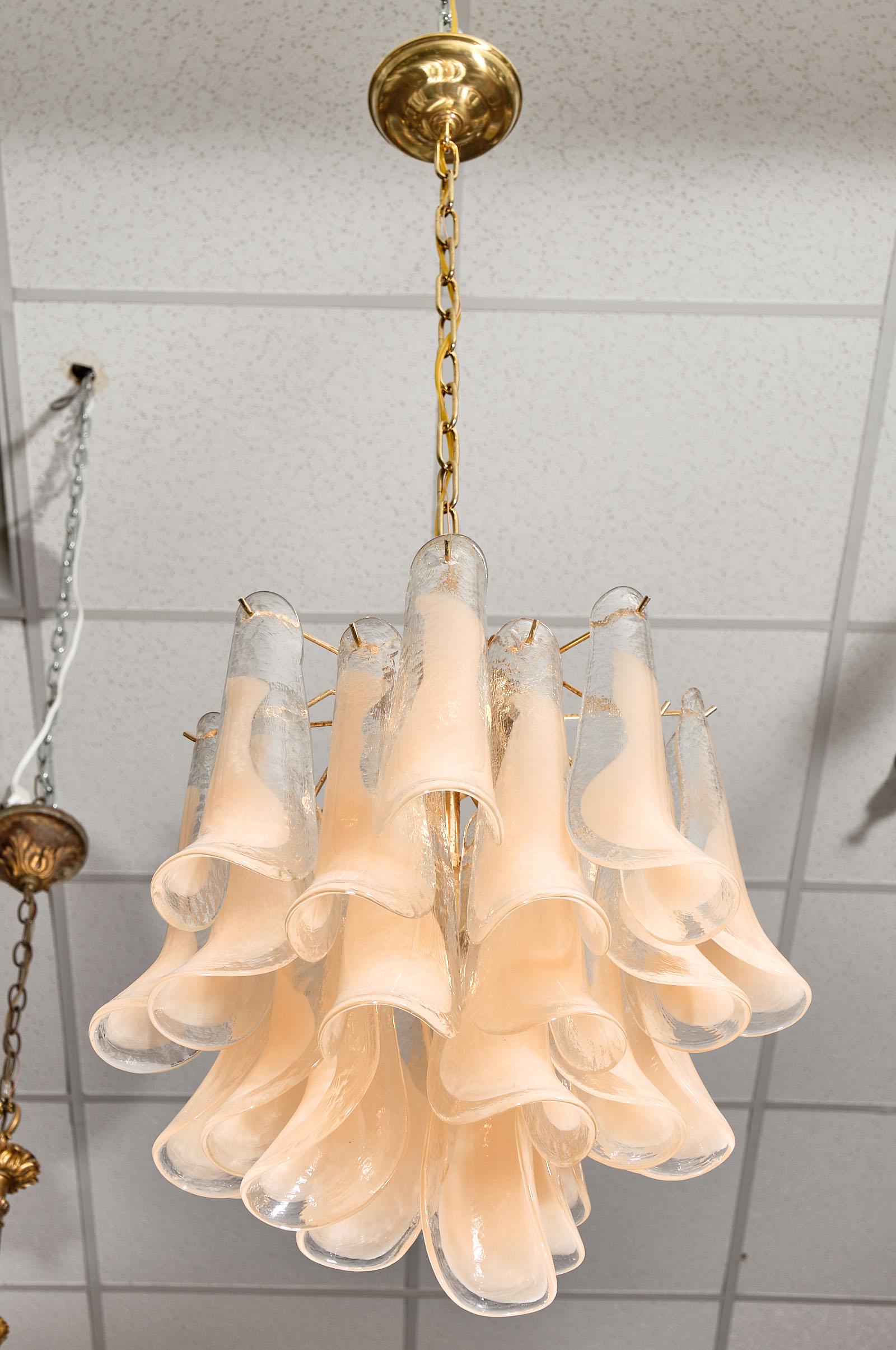 Peach Murano Glass “Selle” Chandeliers 1
