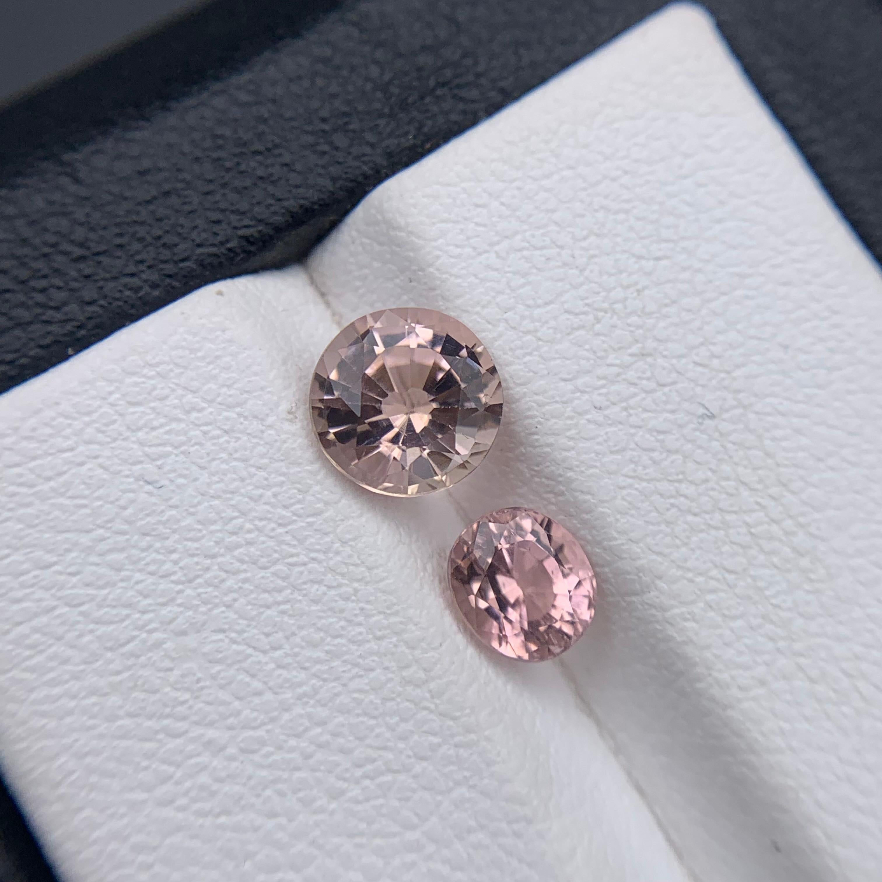Peach & Peachy Baby Pink Natural Tourmaline Ring Loose Gemstones 2.15 Ct Round For Sale 4