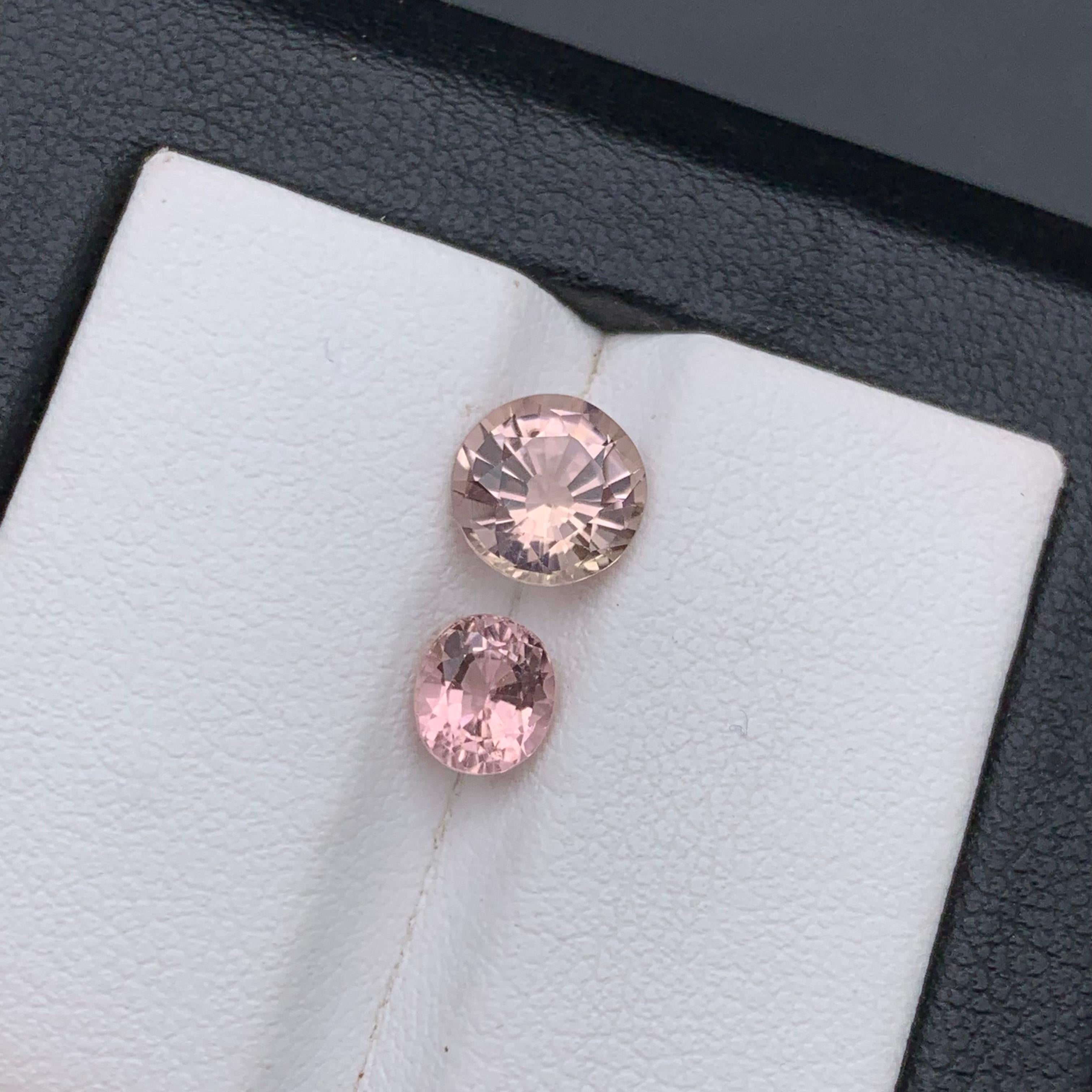 Peach & Peachy Baby Pink Natural Tourmaline Ring Loose Gemstones 2.15 Ct Round For Sale 5
