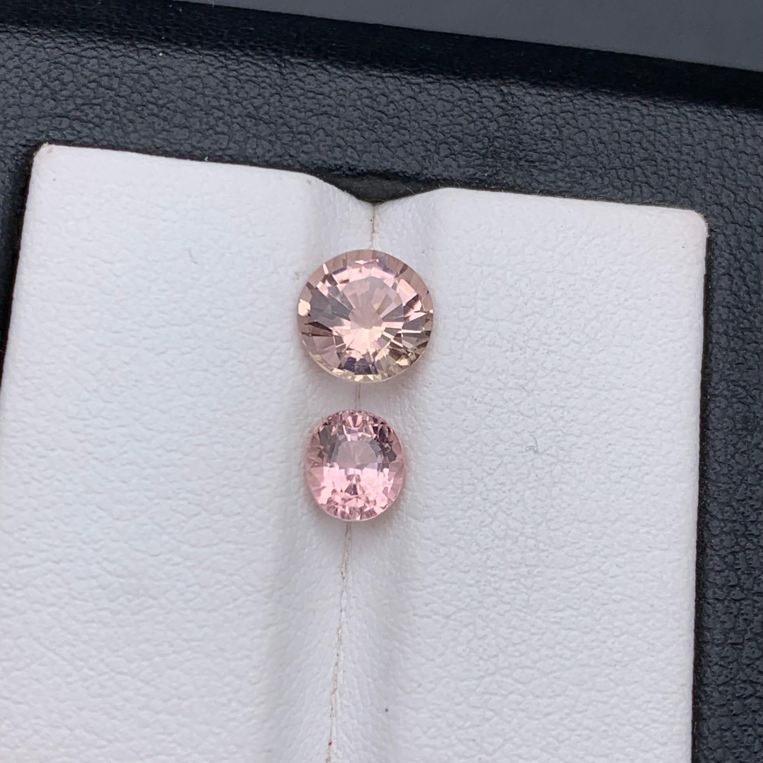 Peach & Peachy Baby Pink Natural Tourmaline Ring Loose Gemstones 2.15 Ct Round For Sale 6