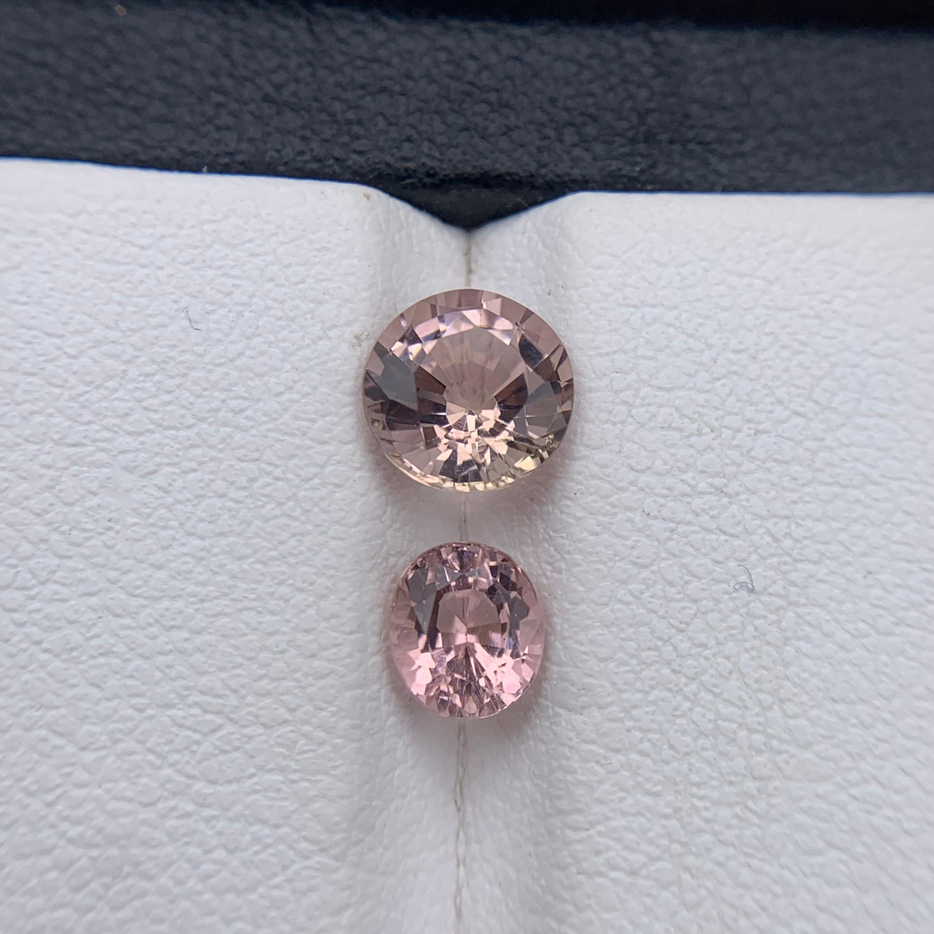 Round Cut Peach & Peachy Baby Pink Natural Tourmaline Ring Loose Gemstones 2.15 Ct Round For Sale