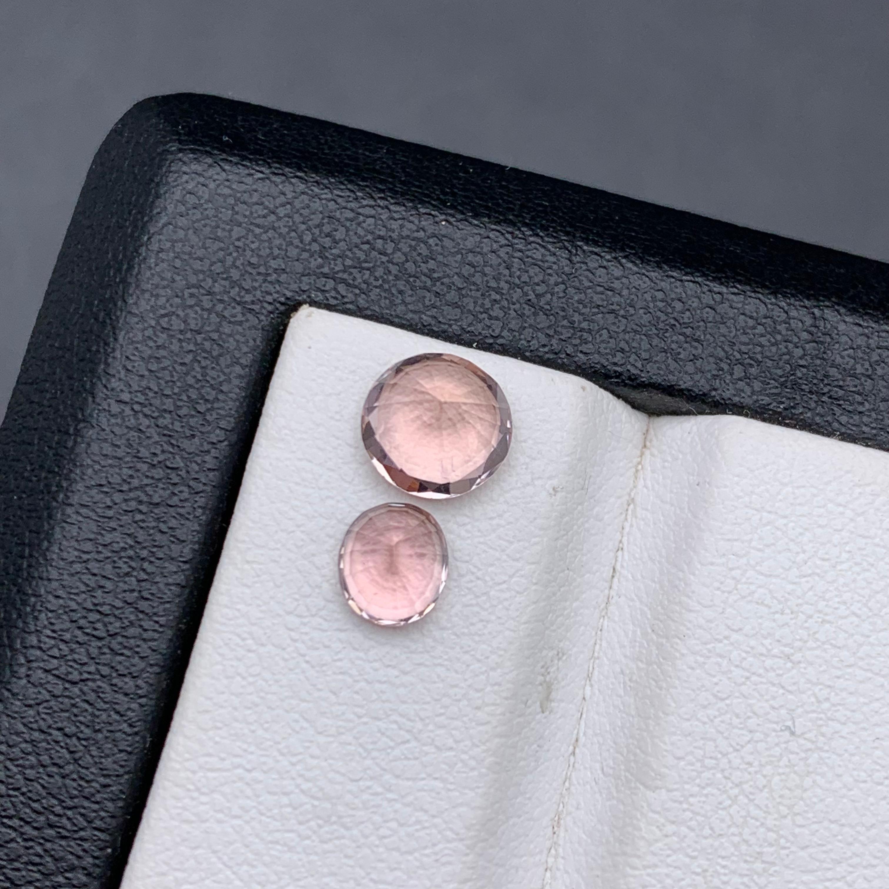 Peach & Peachy Baby Pink Natural Tourmaline Ring Loose Gemstones 2.15 Ct Round For Sale 1