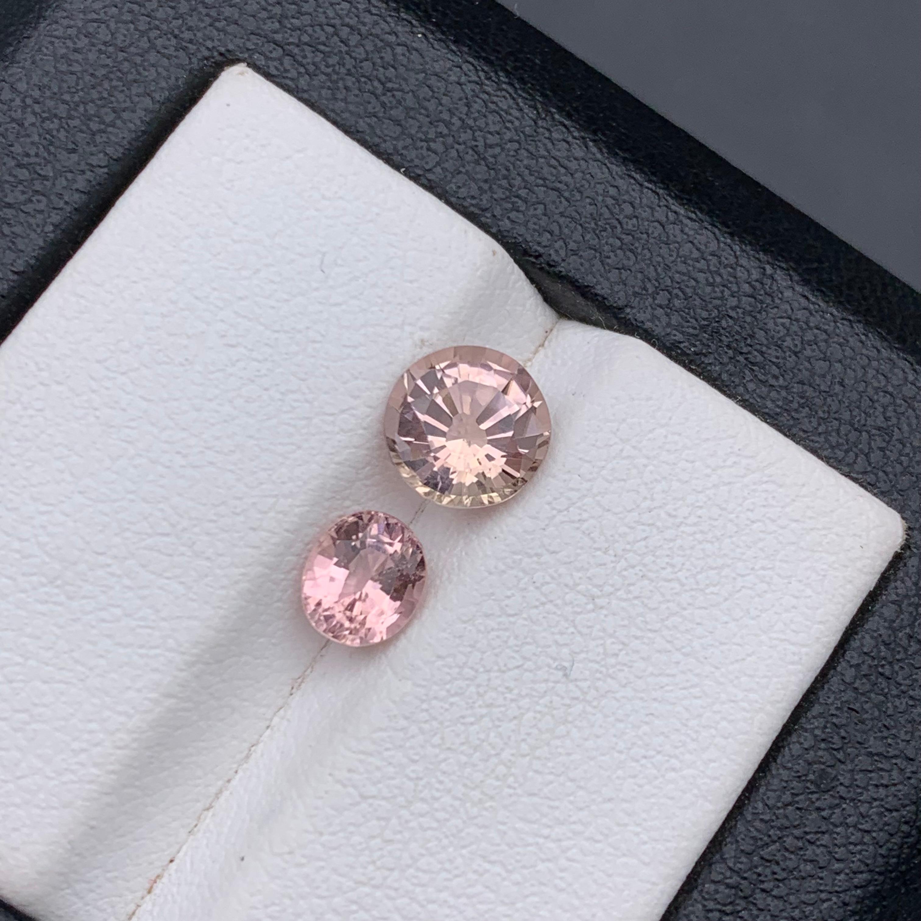 Peach & Peachy Baby Pink Natural Tourmaline Ring Loose Gemstones 2.15 Ct Round For Sale 2