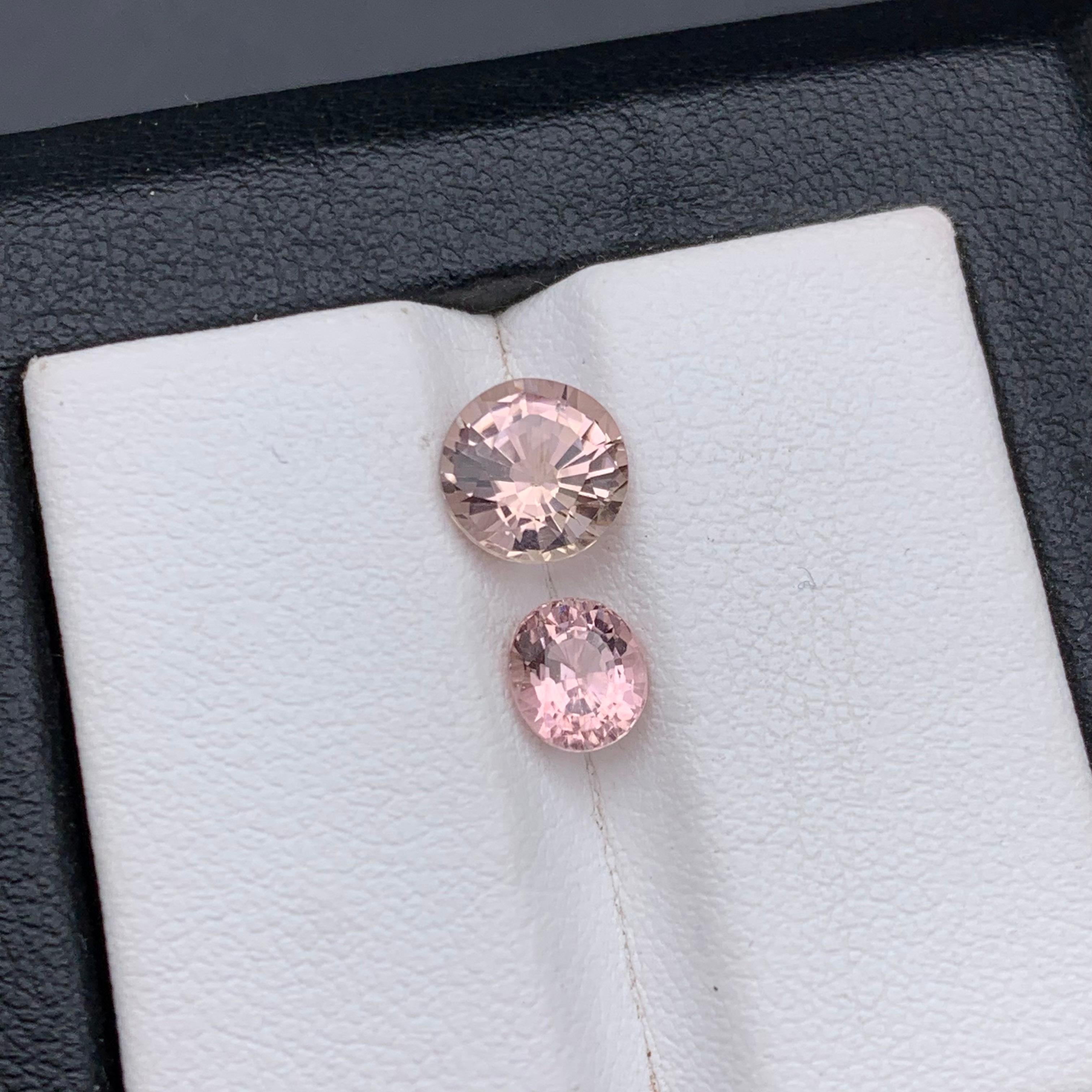 Peach & Peachy Baby Pink Natural Tourmaline Ring Loose Gemstones 2.15 Ct Round For Sale 3