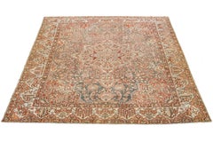 Peach Persian Medallion Bakhtiari Wool Rug was handcrafted in the 1920s