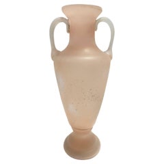 Pfirsichrosa und weißes Scavo Glas Amphora Vase attr. zu Seguso, Italien
