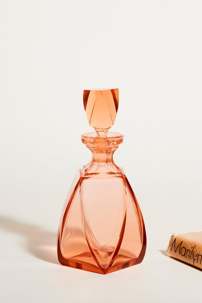 Peach Pink Faceted Decanter at 1stDibs