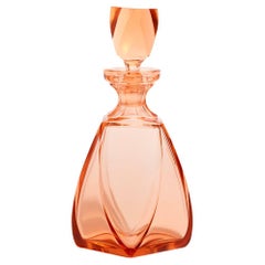 Vintage Peach Pink Faceted Decanter