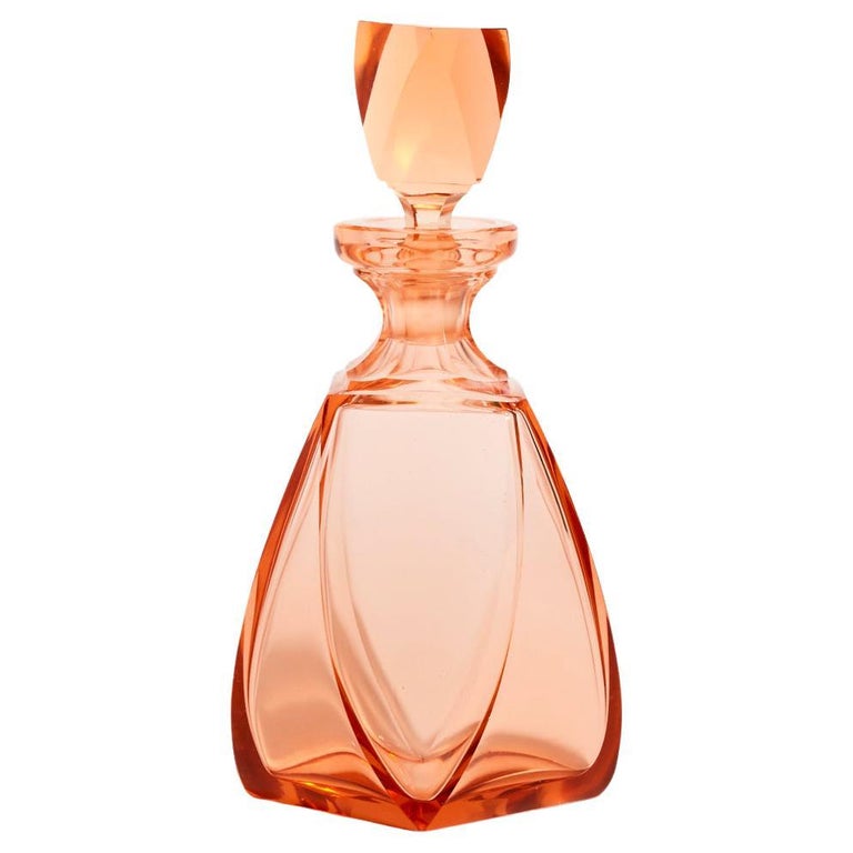 Peach Pink Faceted Decanter at 1stDibs