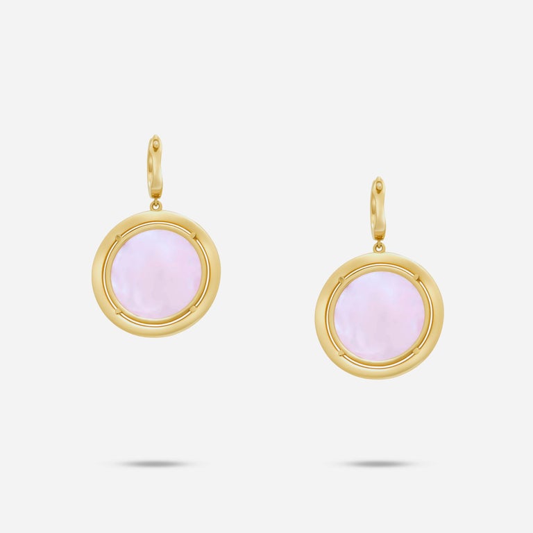 Pink Rutilated Quartz Peach Pink Rutilated Quartz Round Cabochon Diamonds Halo Drop 14k Gold ...