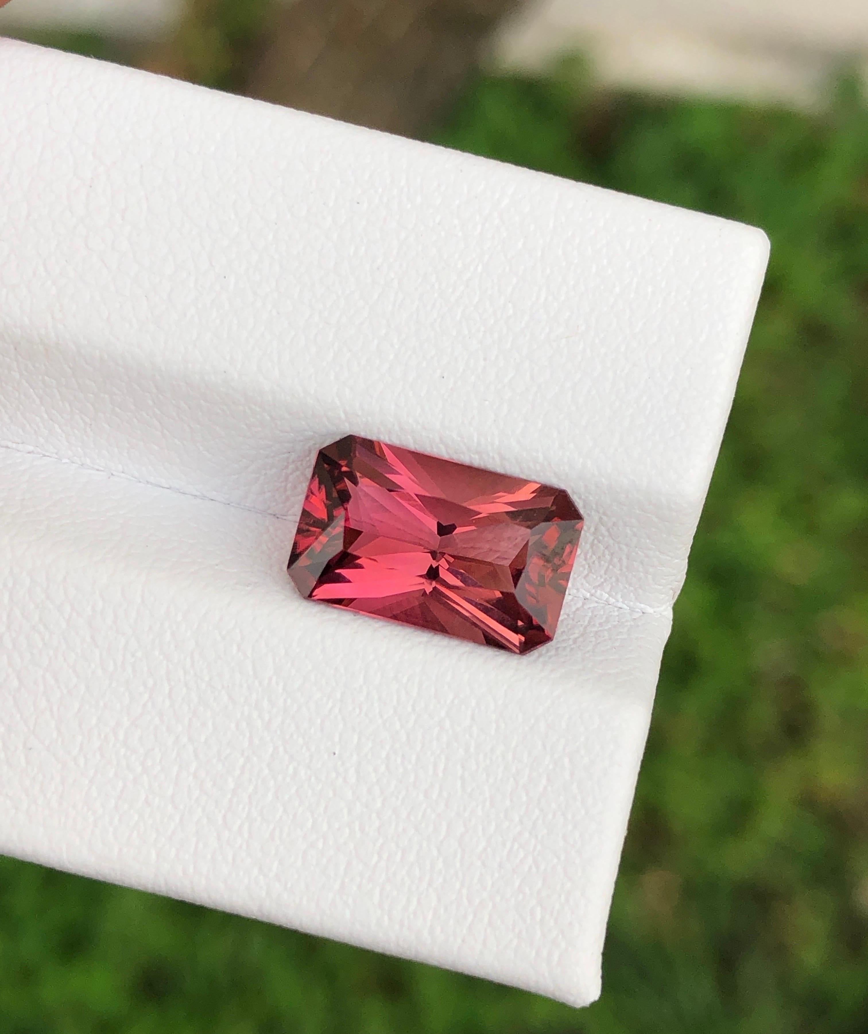 Peach Pink Tourmaline Precision Cut 3.45 ct   In New Condition For Sale In Bangkok, TH
