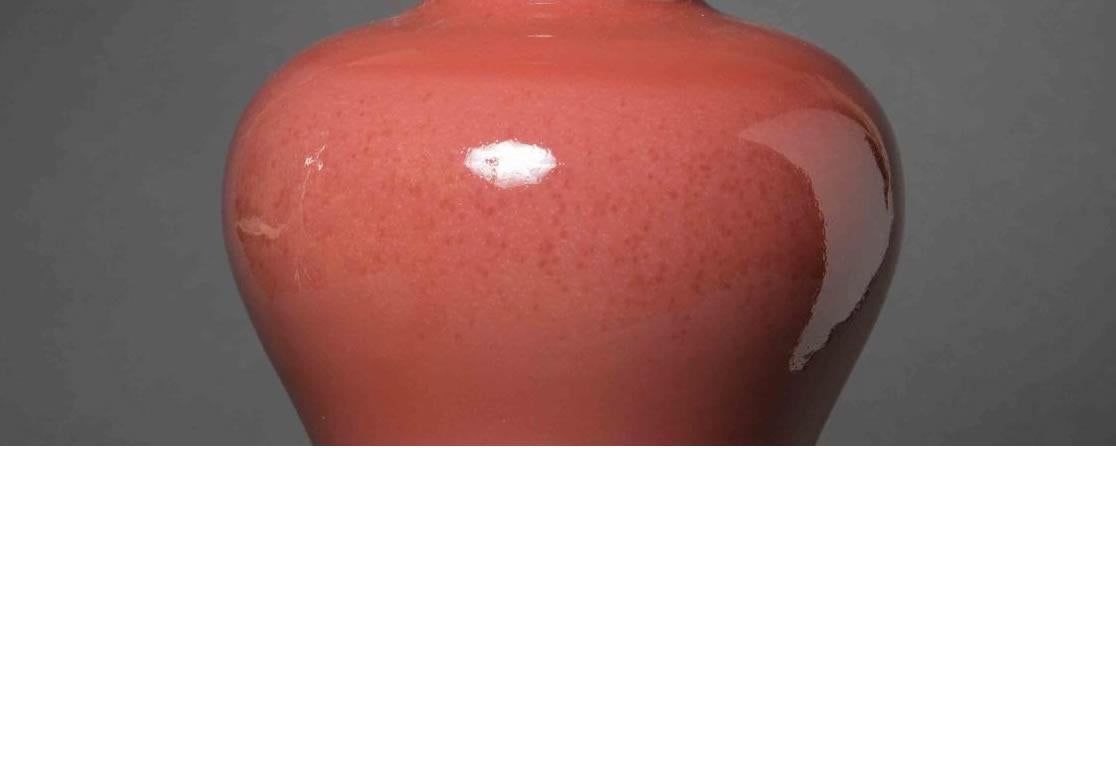Fired Peach Red Glazed Vase Ceramic Chinese, 1900 For Sale
