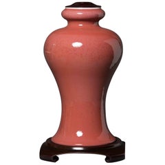 Peach Red Glazed Vase Ceramic Chinese, 1900