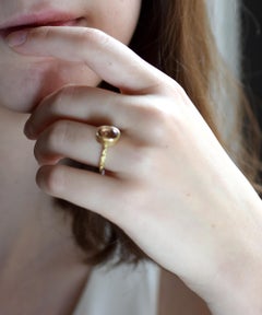 Peach Tourmaline Gold Stacking Ring