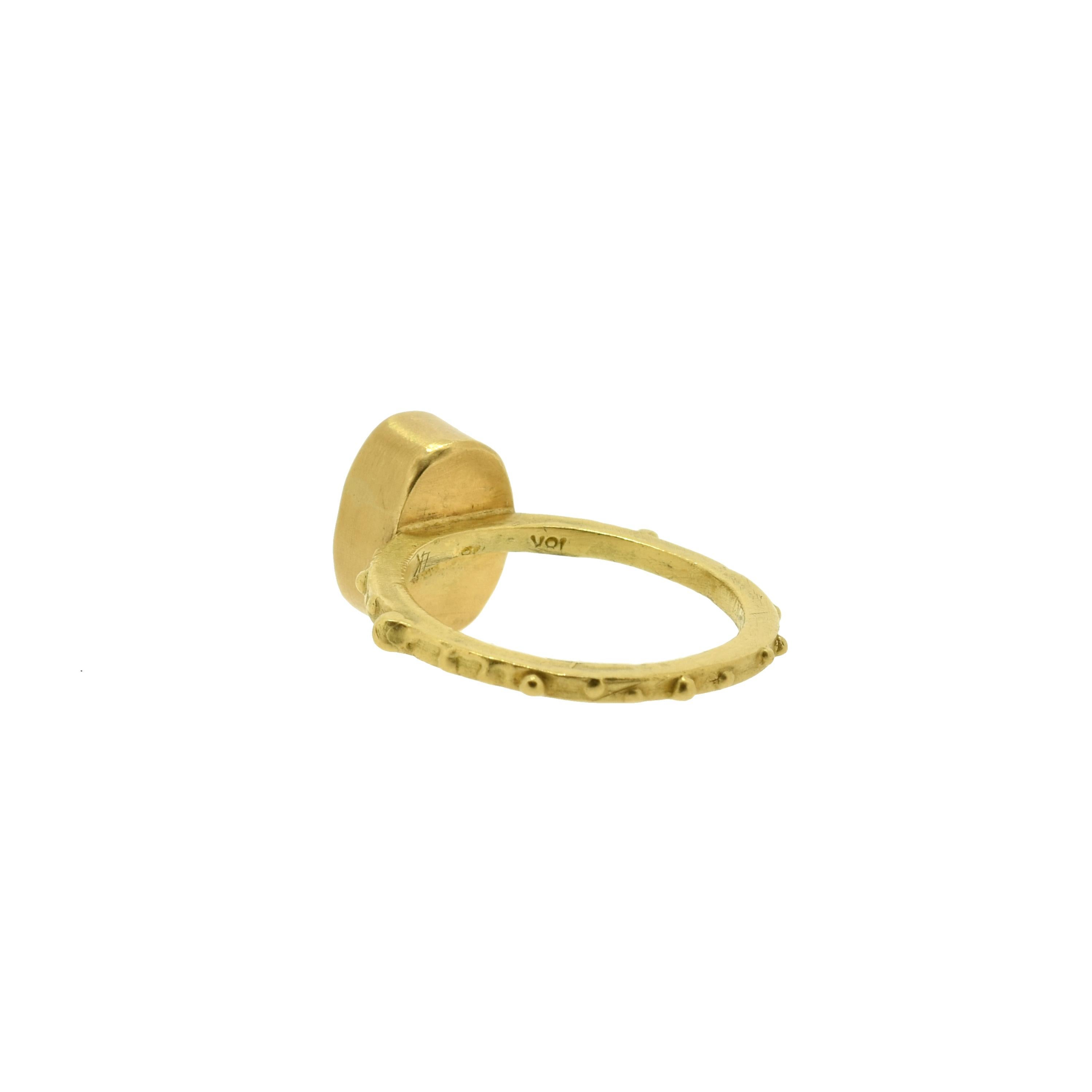 Contemporary Peach Tourmaline Gold Stacking Ring For Sale