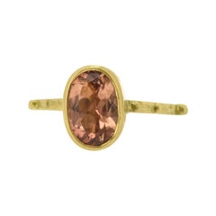 Peach Tourmaline Gold Stacking Ring