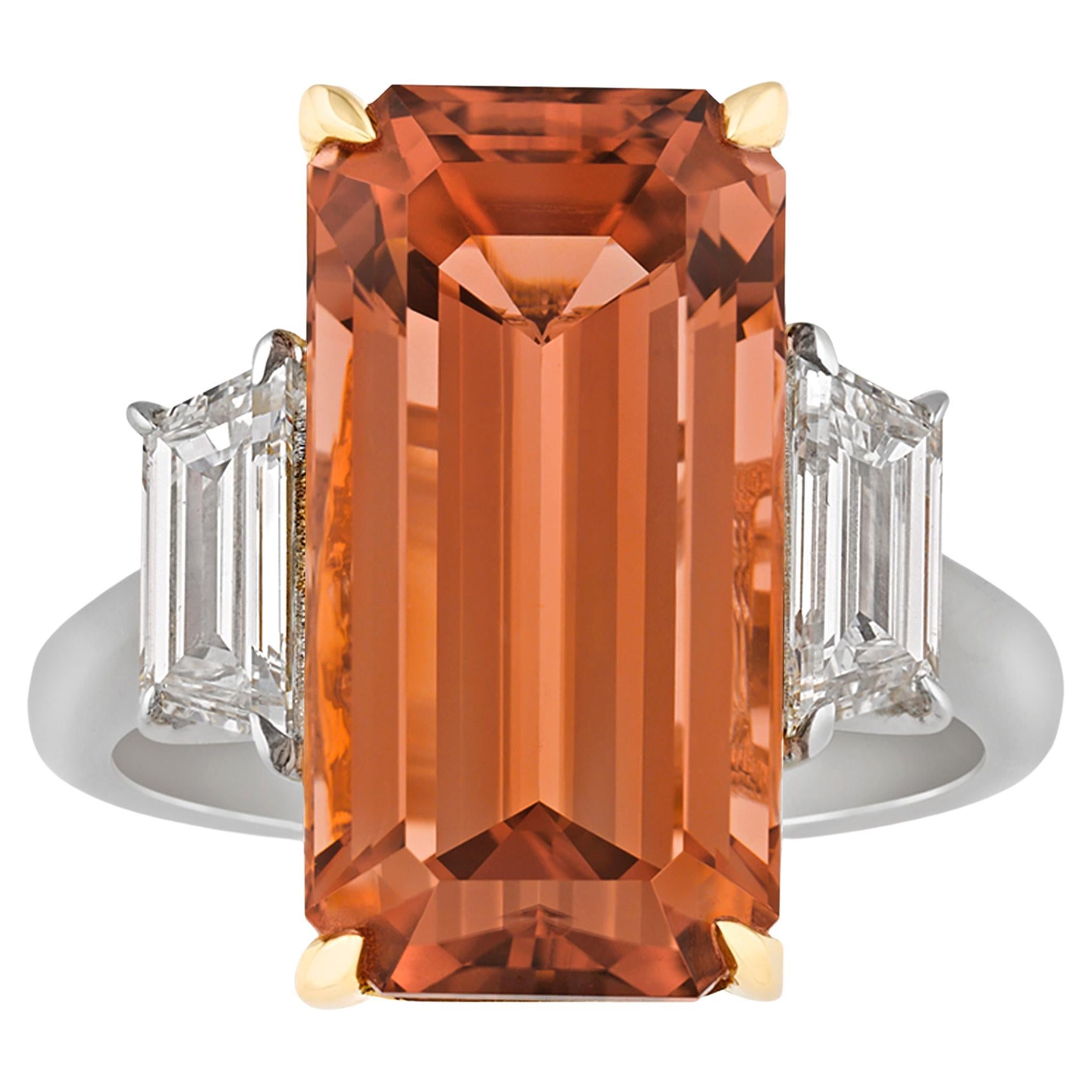Peach Tourmaline Ring, 10.79 Carats For Sale