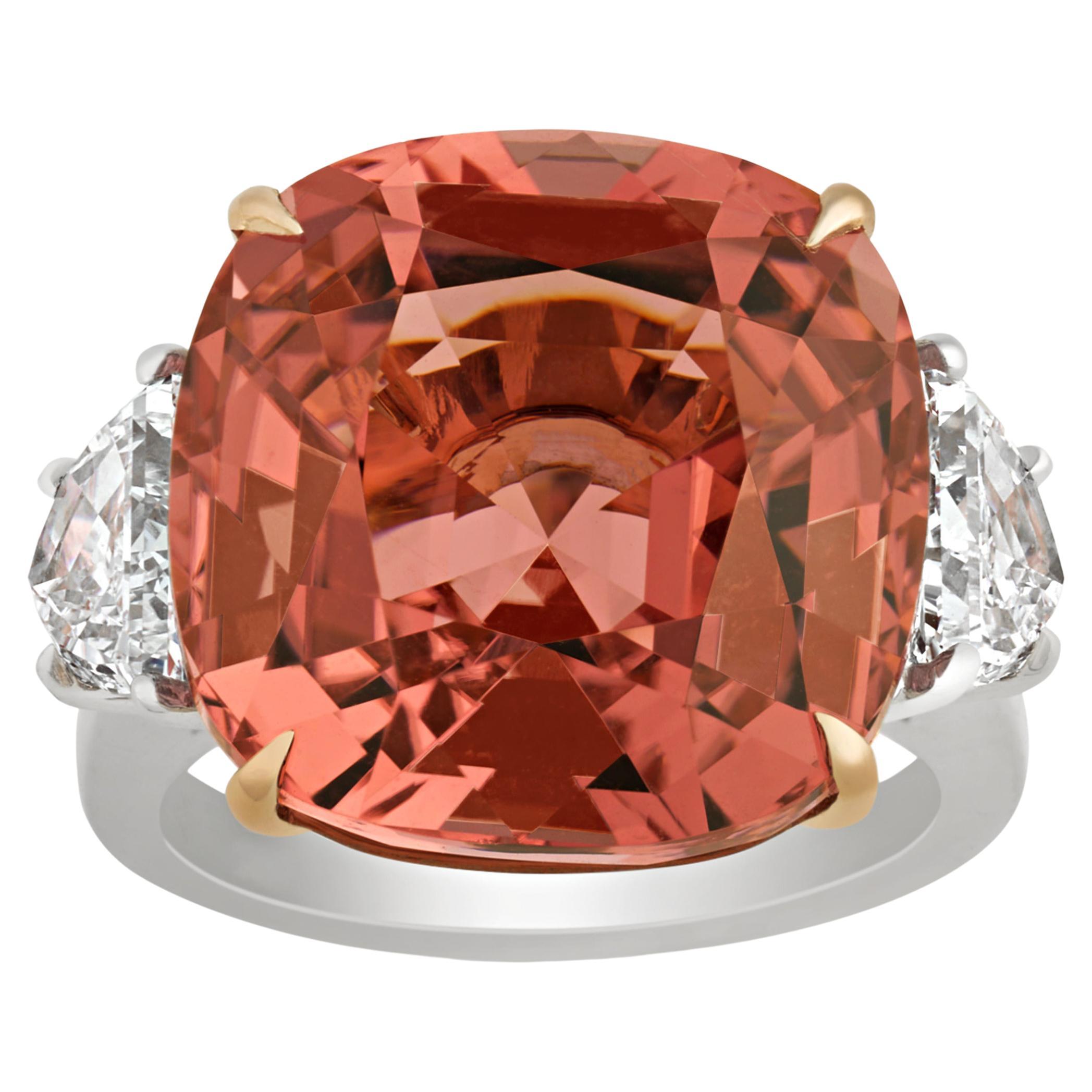 Peach Tourmaline Ring, 19.74 Carats For Sale