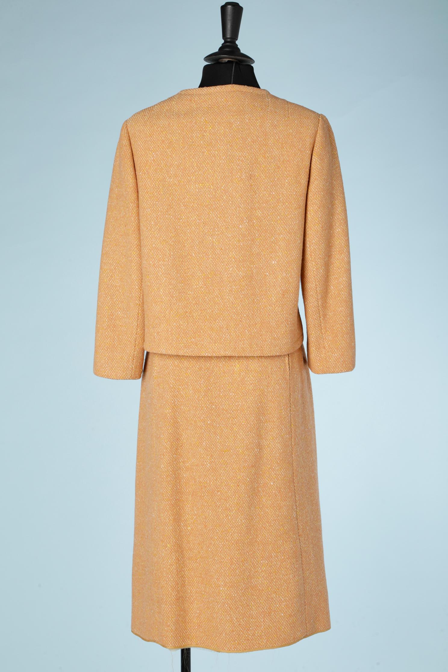 Beige Peach tweed skirt-suit Balenciaga For Sale