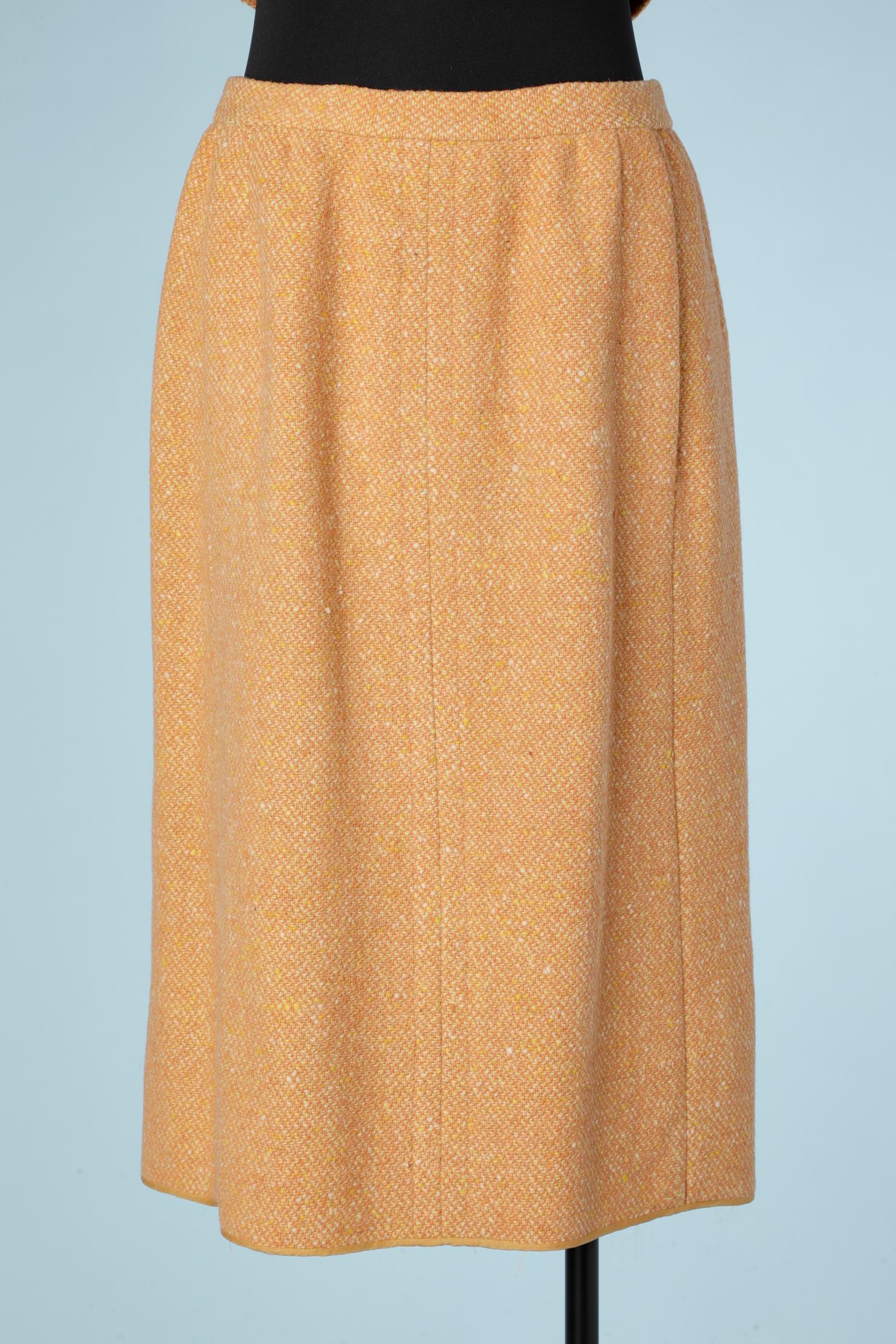 Peach tweed skirt-suit Balenciaga In Excellent Condition For Sale In Saint-Ouen-Sur-Seine, FR