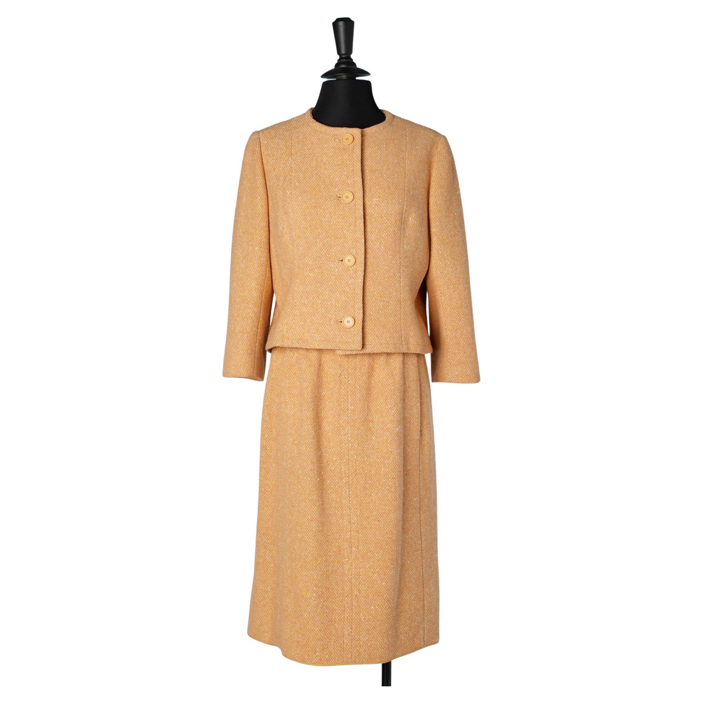 Peach tweed skirt-suit Balenciaga For Sale