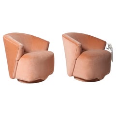 Peach Velvet Swivels by Directional, a Pair