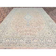 Peach Vintage Zoroastrian Kishoon No Wear Hand Knotted Wool Clean Oversized Rug