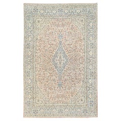 Persischer Kashan No Wear Handgeknüpfter Teppich aus weicher Wolle in Pfirsich, übergroß, Vintage