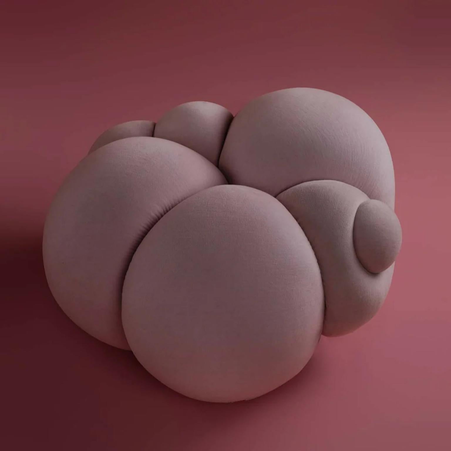English Peaches Pink Velvet Pouffe by Bohinc Studio